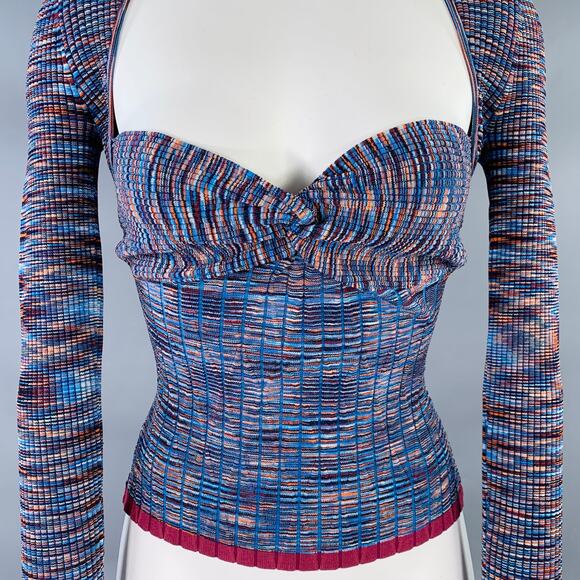 JONATHAN SIMKHAI S Vesna Multi Color Viscose Blend Knit Twist Front Casual Top - Picture 2 of 6